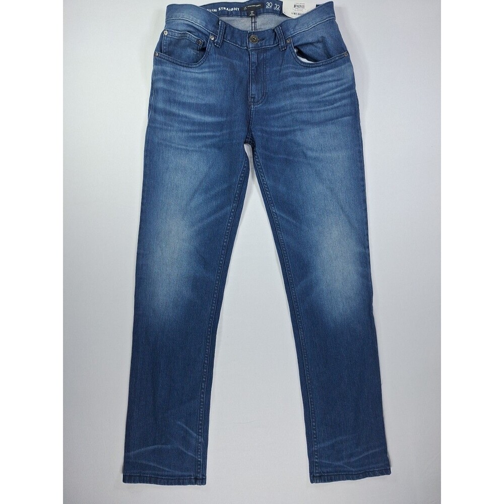 INC Men's Slim Straight 30x32 Core Denim Med Wash Jeans Comfort Stretch 5 Pocket